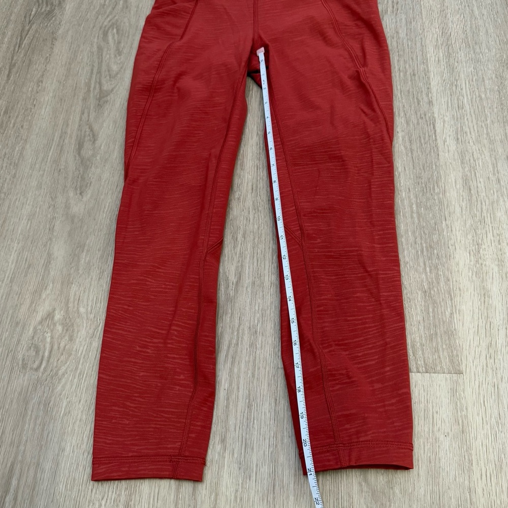 Like New Size 4 Lululemon Time To Sweat Crop Stride Embossed Cayenne Rust - Picture 6 of 12